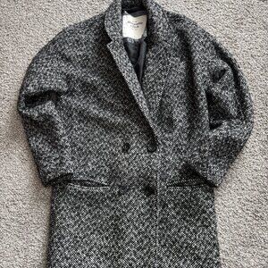 ABERCROMBIE & FITCH Wool Blend Herringbone Coat in Excellent Condition - Size M